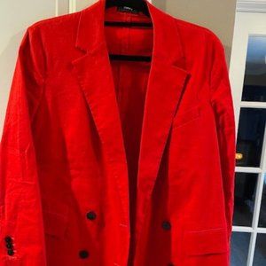 Theory Red Techno Blazer Size 10